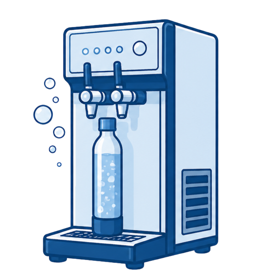 Distributeur d’eau pétillante professionnel représentant les solutions de CO₂ pour les entreprises.